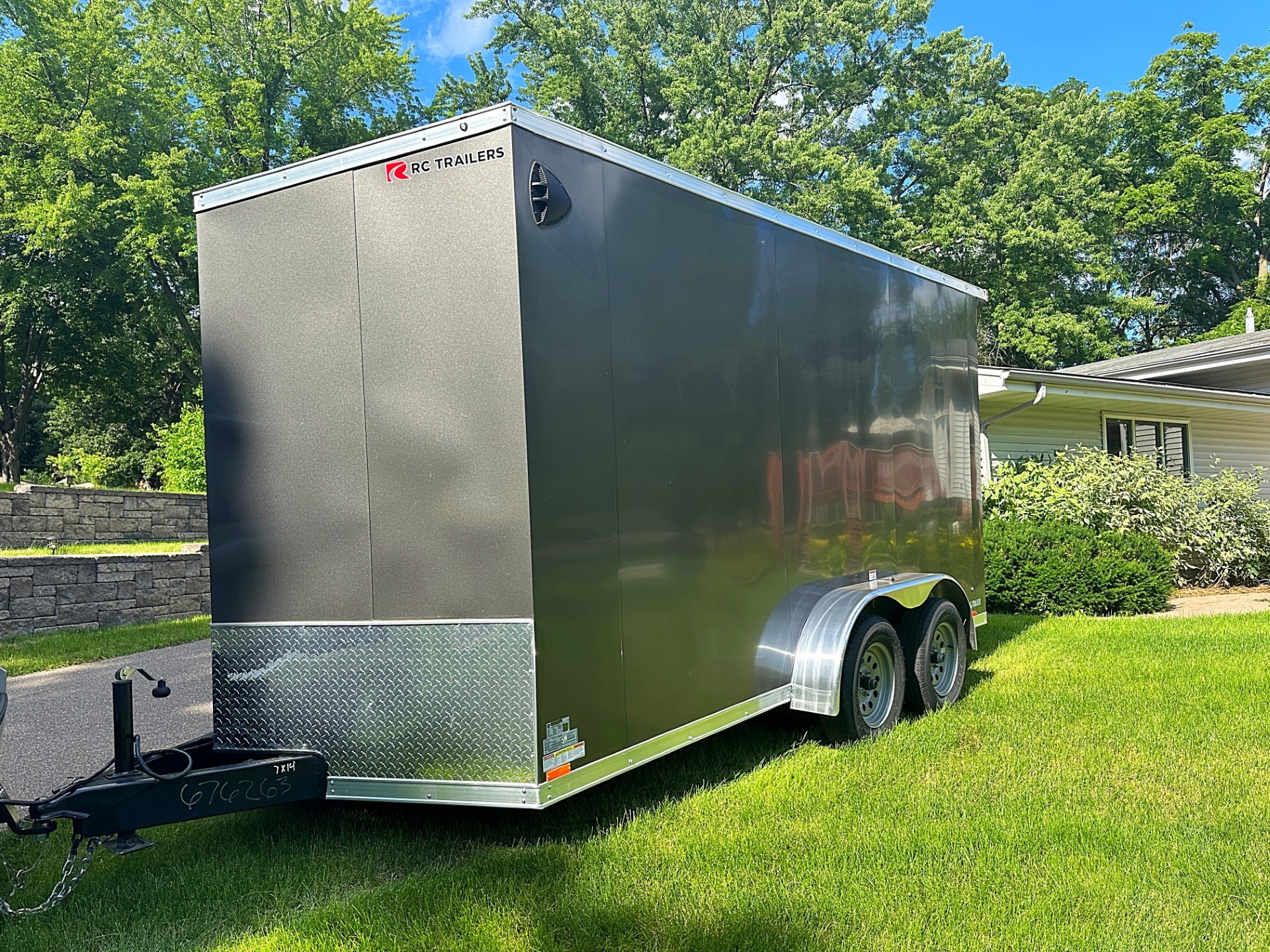 a truck is parked in the grass